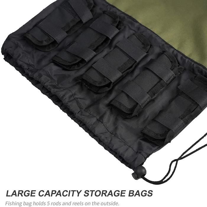 Sac De Transport Pour Canne à Pêche THKFISH - 6 Cannes - Étui Nylon Imperméable - Noir - Neuf