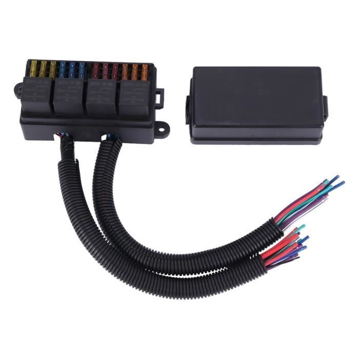 Aiqeer 12 Voies Boîte à Fusibles De Voiture, 12V / 24V / 32V / 48V Porte-Fusible à Lame Standard
