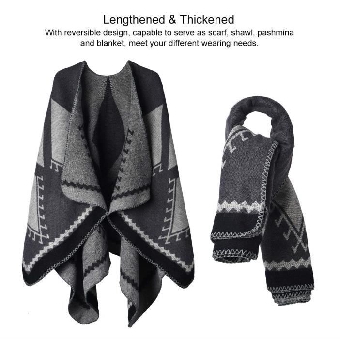 Poncho Femme Réversible – Cape Tricot Élégante – Écharpe Couverture Pour Printemps Et Automne - 7