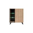 Meubles TV - Ensemble de 4 meubles pour salon "Liam" en bois avec cheminée - Beige/noir - Eclairage LED-3