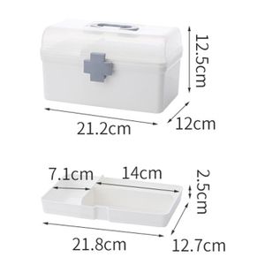 Boîte à Médicaments Transparente 2 étages - Organisation Pharmacie Maison, 7 Compartiments, Poignée Et Loquet De Sécurité