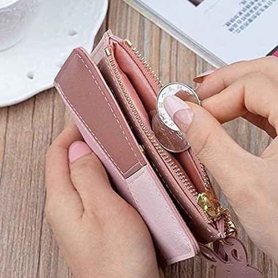Petit porte-monnaie rose - Mini portefeuille à monnaie - Poche à