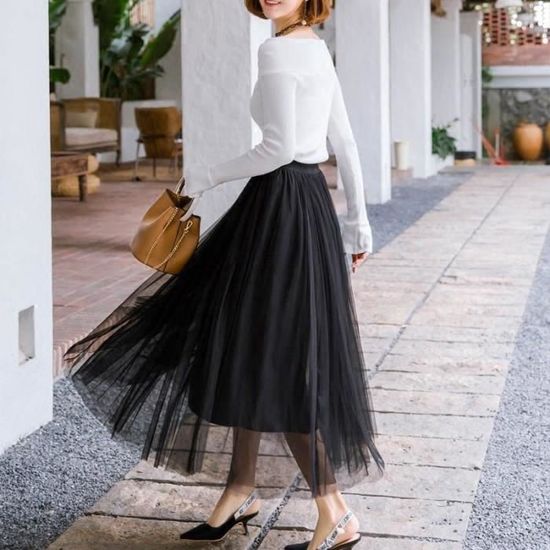 Jupe Jupe longue en Tulle pour femmes jupes princesse 3 couches