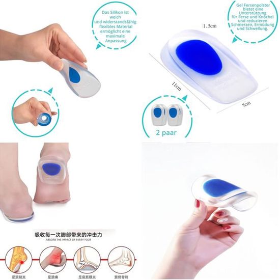 Talonnettes Silicone Pour Fasciite Plantaire - 2 Paires Unisexe Taille 36-40