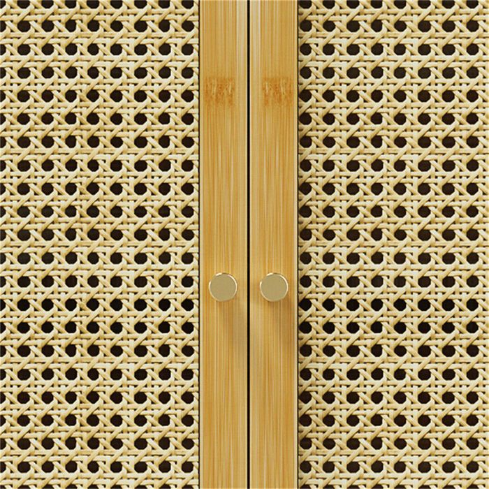 Relaxdays Armoire Murale Bambou Salle De Bain 56.5x56x21cm - 2 Portes 3 Étagères Naturel