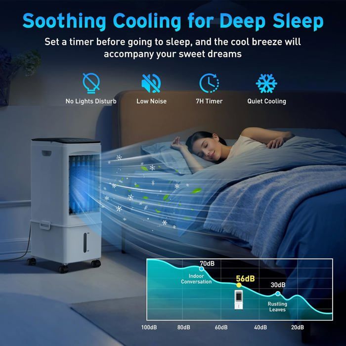 HONMICON Climatiseur Mobile 3 en 1, Refroidisseur d'air, 3 Modes et 3