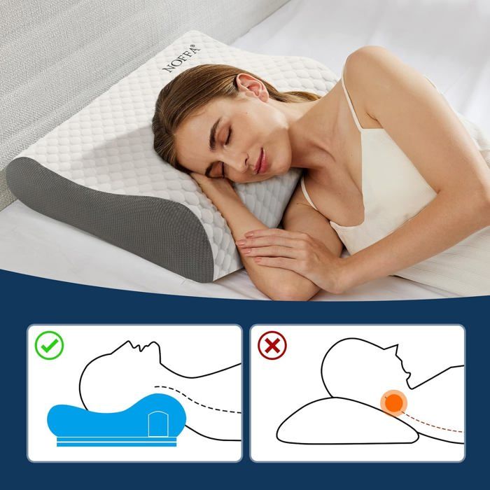 Oreiller Ergonomique Mémoire De Forme – Pour Dormeurs Sur Le Côté, Dos Ou Ventre – 2 Hauteurs – Housse Lavable