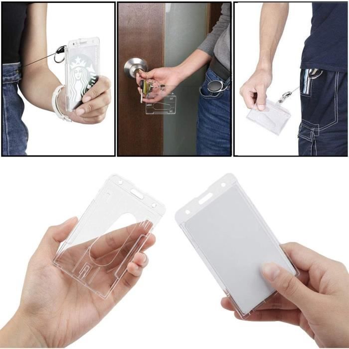 Porte-badges Transparents Vgggrd - Lot De 3 - Format Vertical/horizontal - Pour Cartes Professionnelles Et Badges