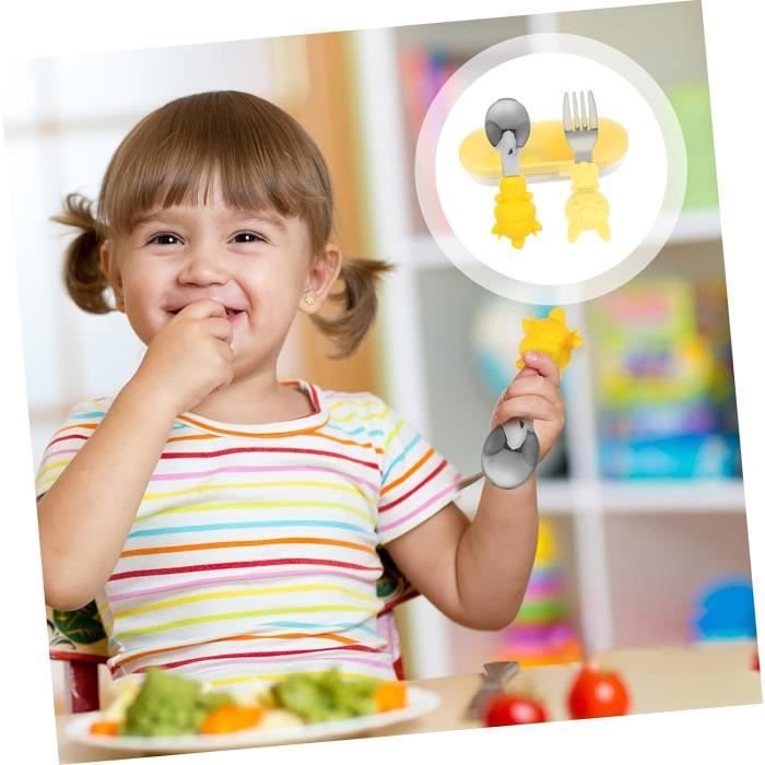 Ensemble cuillère et fourchette pour bébé, cuillère d'apprentissage pour  bébé, couverts d'apprentissage ergonomiques facilitant l'auto-alimentation sans  BPA pour bébé de 12 mois et plus 