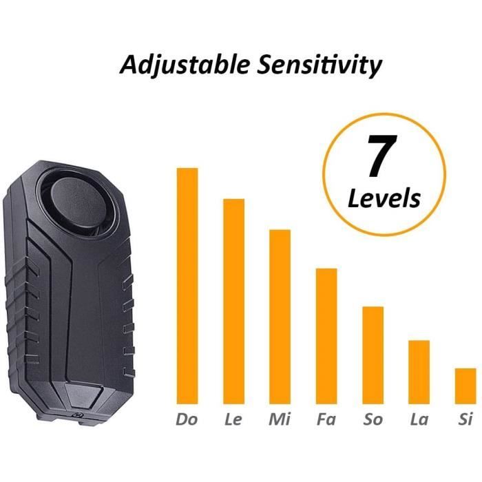 Alarme Antivol Vélo Avec Télécommande – 115 DB Ultra Puissante, Étanche IPX5, Rechargeable USB – Protection 3 Sensibilités Pour VTT, Scooter, Moto