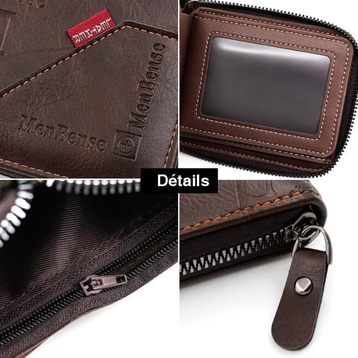 Portefeuille Cuir Homme Triple Pli Noir – Neuf Sans étiquette Format Pratique