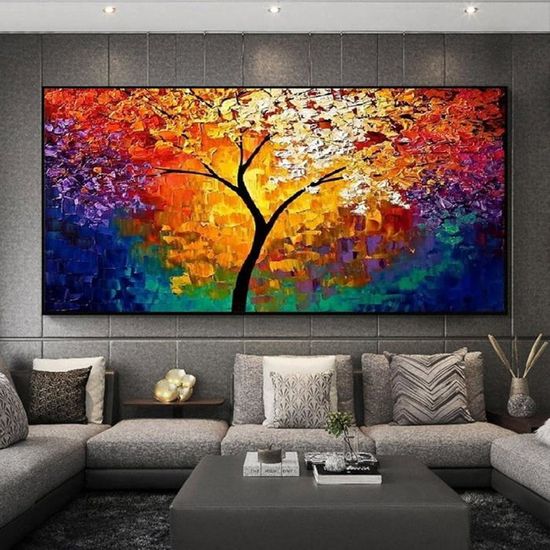 hyidecorart Tableau Decoration Murale Grand, 73x146 cm Arbre de Vie Tableau Decoration Maison, Impression sur Toile Moderne pour Salon Chambre Bureau Salle