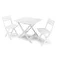 Dmora Ensemble d'extérieur composé de : 2 chaises et 1 table, Made in Italy, couleur blanche-0