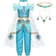 Costume Princesse Jasmin Fille - AMZBARLEY - Épaules Dénudées - Carnaval Halloween Cosplay-0