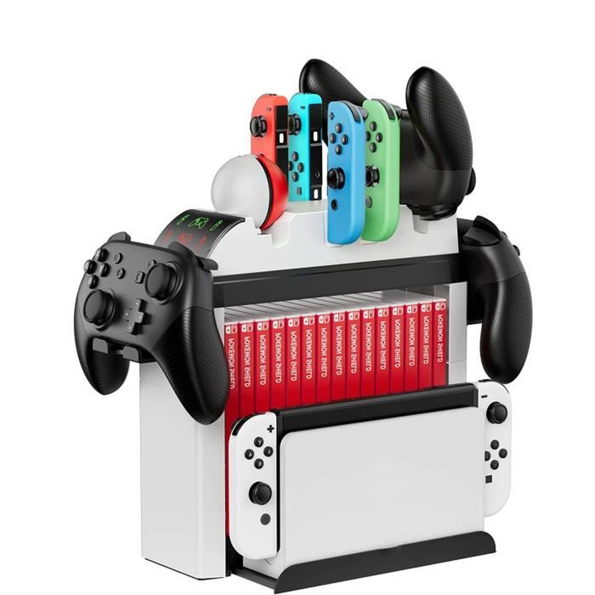 Ciciglow – Station De Charge 6 En 1 Pour Switch (4 Joycon + 2 Pro), Avec LED Bleue/verte
