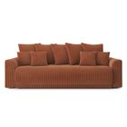 Canapé droit convertible NOVA en velours côtelé terracotta 3 places - Coffre de rangement - BAÏTA