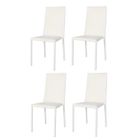 t m c s Tommychairs - Set 4 Chaises empilable Julia pour cuisine et bar, structure en acier, assise et dossier en simili cuir blanc