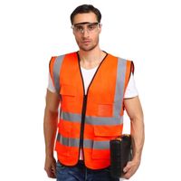XXL-chest 120cm - Orange - Gilet réfléchissant de haute visibilité, veste de course sans manches en maille bl