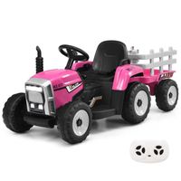 DREAMADE Tracteur Enfant avec Remorque Amovible, Voiture à Pédales avec Télécommande et Eclairage LED, Musique, USB, Bluetooth,