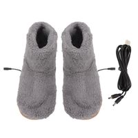 Chaussures chauffantes électriques USB chaudes chauffe-pieds chaussures chaudes chaussures USB en peluche gris ​