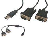 Cordon Convertisseur USB vers 2 ports Série RS-232 COM RS232 DB9 indépendants. Longueur 1.5 M et Chipset PROLIFIC