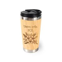 Mug thermos cafe personnalisable en Bambou - Thermos chauffant 450ml chaud 5h/froid 15h [ Tasse thermos café ]