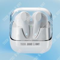 TD® Casque Bluetooth sans fil Bluetooth 5.2 Compartiment transparent Annulation du bruit Son surround à 360 degrés Casque de jeu