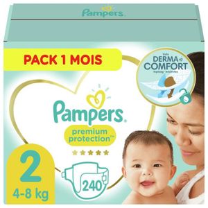 PAMPERS Premium Protection New Baby Taille 2 - 4 à 8kg - 240 couches - Format pack 1 mois PAMPERS Premium Protection New Baby Taille 2 - 4 à 8kg - 240 couches - Format pack 1 mois
