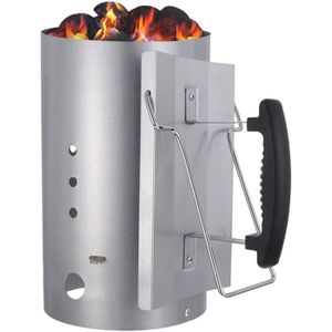 Allume Barbecue Cheminée Charbon SunJas | Acier Galvanisé | Poignée Bois | Capacité 1 Kg