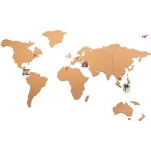 OBJET DÉCORATION MURALE Carte du monde en liège - 102 x 50 cm - Beige