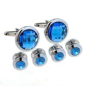 Champagne Gudeke Mens Aristocratic Blue Champagne Crystal Stones French Shirt Cufflinks