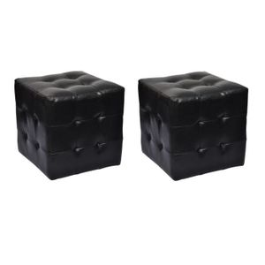 TABOURET Tabourets cube - vidaXL - Noir - Similicuir - Lot de 2