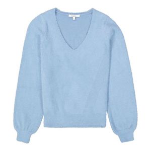 Pull bleu ciel col v femme online