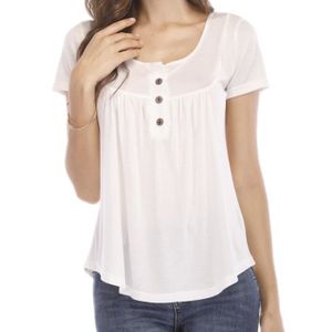 T-SHIRT Femme T-Shirt Ete Mode Manches Courtes Lâche - Tee Shirt Manche Longue Casual Grande Taille T-Shirts Couleur Tunique blanc
