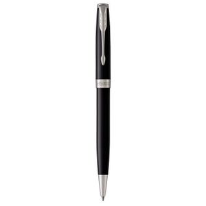 Stylo - Parure PARKER Sonnet stylo bille, laque noire, attributs palladium, Recharge noire pointe moyenne, Coffret cadeau