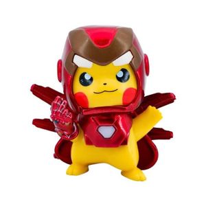 FIGURINE - PERSONNAGE 10CM Pikachucos Avengers Iron Man Marvel Handmade Pokémon numérique voiture porte - Paparazzi balancier Statue Deluxe Pikachu Unis