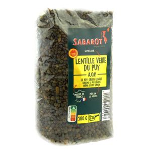 LÉGUMES SECS Lentilles vertes du Puy A.O.P. paquet 500g Sabarot