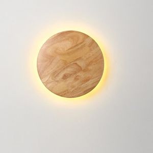 APPLIQUE  Applique murale en bois pour chambre à coucher Studio Creative LED escalier applique murale ronde éclipse solaire (lumière chaude)