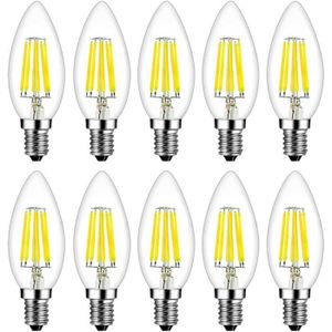 AMPOULE - LED Ampoule à filament LED E14 6W équivalent à 60W halogène, 600Lm, lumière blanc froid 6500K, ampoule bougie à vis C35 Edison, [D19431]