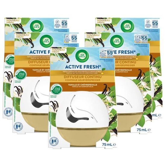 Lot de 5 Diffuseurs Continu Active Fresh Vanille Flacon de 75 ml ...