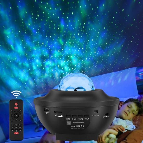 Projecteur de ciel - projecteur laser de lucarne de lumières de bonheur  d'étoile de nuit + haut-parleur Bluetooth