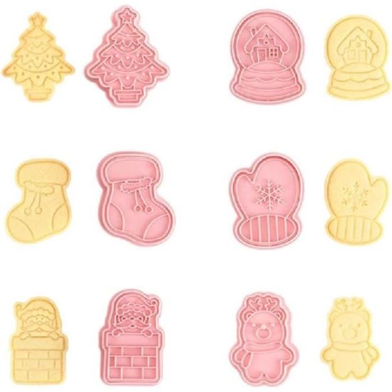 Emporte-pièce Bois Hêtre Pour Biscuits Noël – Tampon Presse Intégré, Forme Mignonne, Durable - 4