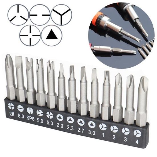 Saipor Lot 10 Embouts Tournevis Triangle Magnétiques S2 – TA12 à TA30 – 50 Mm – Acier Pro Anti-Rouille