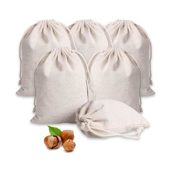 Naturstube® Sac Tissu Cordon [10 Pièces] Set De Sacs à Coton 25 X 30 Cm