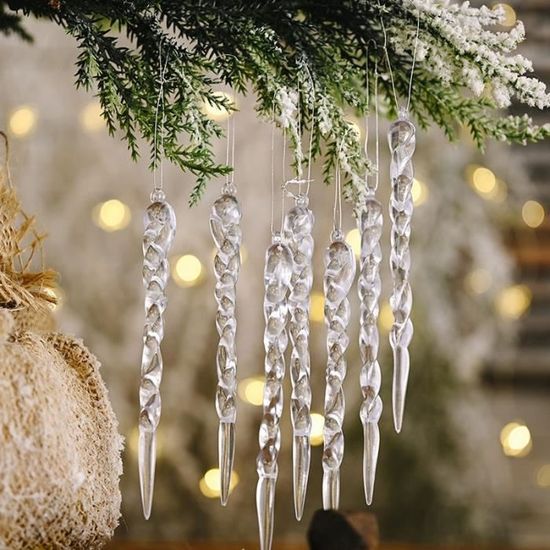 Lot De 59 Décorations De Noël En Cristal Acrylique - Flocons De Neige, Gouttes, Arbres, Avec Fil Argent Et Anneaux - Pour Sapin, Maison, Mariage Hivernal