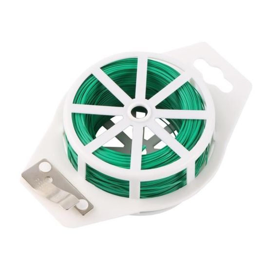 Rouleau De Fil à Attacher Plantes 3.5mm X 20m - Vert - Noyau Métal Et Revêtement Caoutchouc - Pour Jardinage