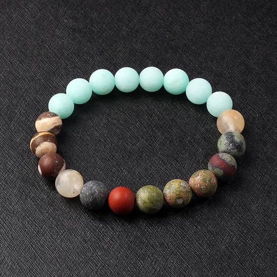 Bracelet Homme Perles Jaspe Naturel – Perles 8 Mm, Extensible, Ajustable 16-20 Cm – Pierre Naturelle, Ne Déteint Pas – Pour Chakras, Style Décontracté