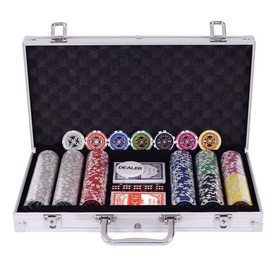 Mallette de Poker - COSTWAY - 600 Jetons + 6 Jeux de 54 Cartes + 5 dés