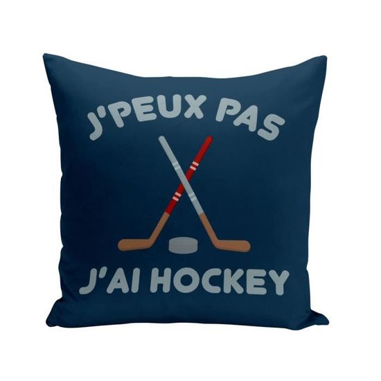 Housse de Coussin Bleu 40x40 cm J'Peux Pas J'ai Hockey Sport Canada Hiver