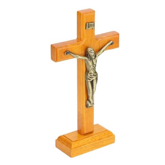 Woodvio - Croix murale eois faite à la main, finition sculptée à la